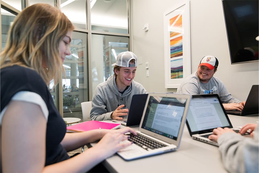 Student group study in a private study room.