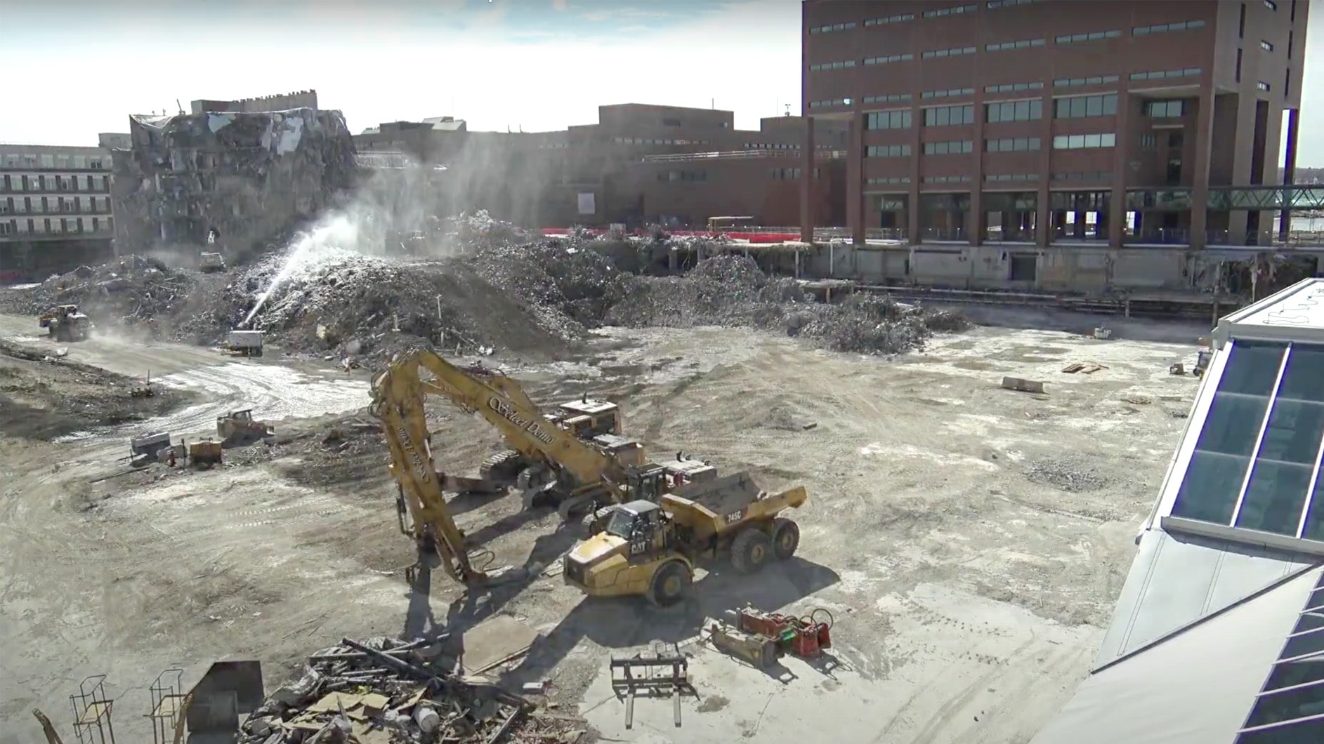 Image showing the demolition of the Science Center prior to construction of the new Quad