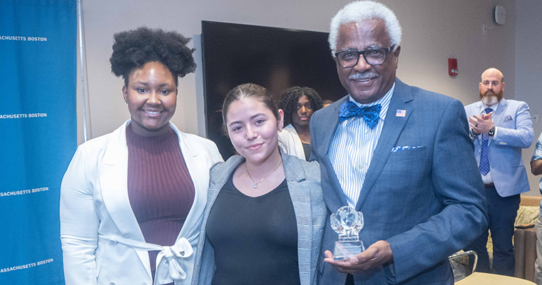 Kamiya Parkin, Maria Beltran-Perez, and Charlie Desmond at Black History Month event