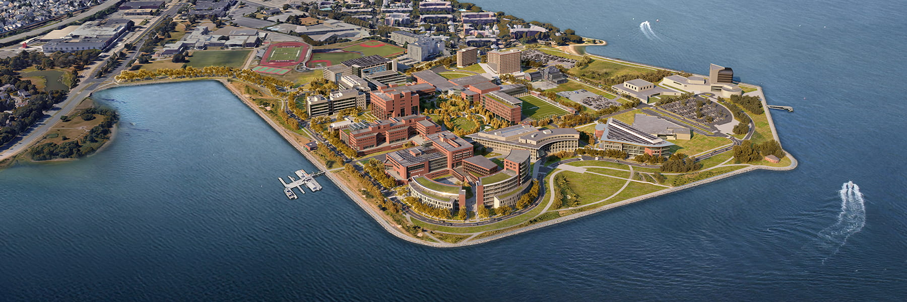 aerial umass boston.