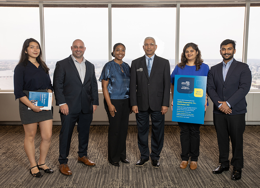 Dean Venky Venkatachalam and CM students and faculty at BEST Boston