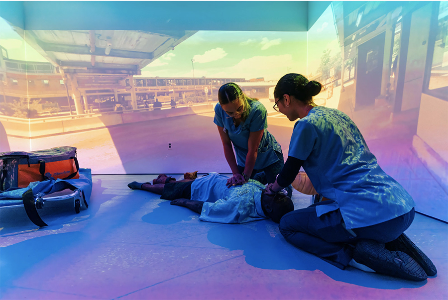 Digital Homecare Simulation Lab demo with two students