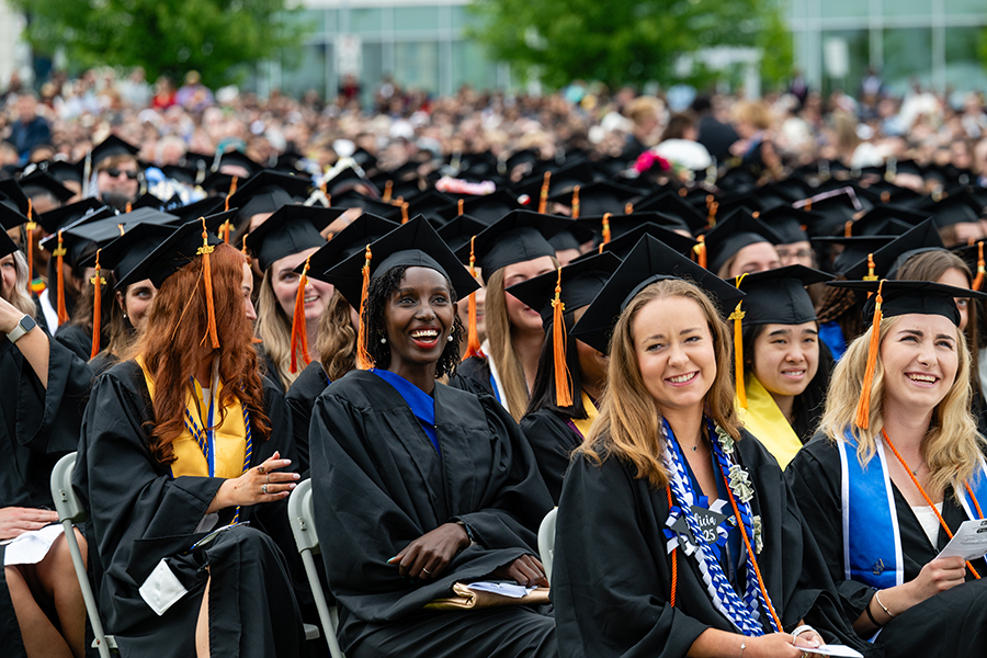 Students at UMass Boston 2025 undergrad commencement