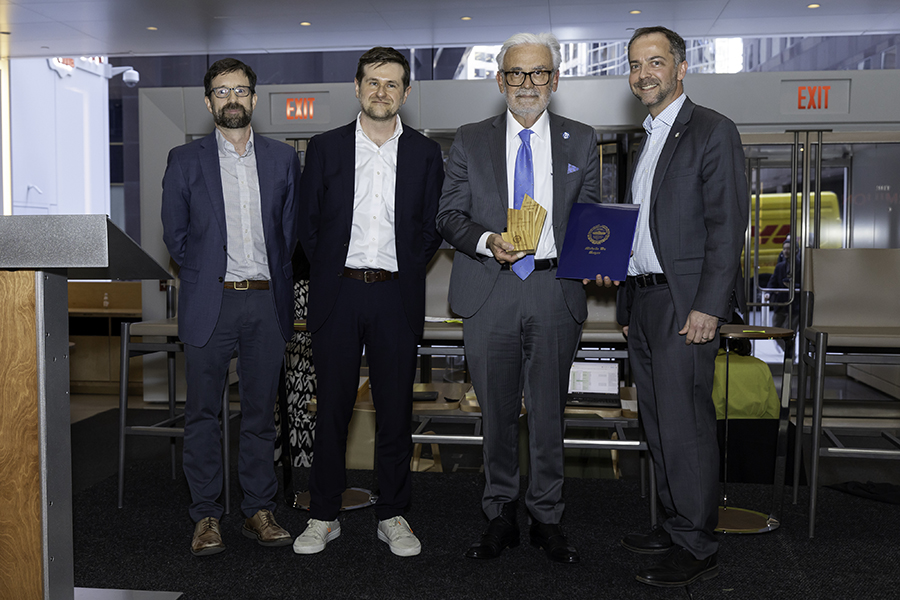 Chancellor Suárez-Orozco with his Resilient Boston Award and fellow awardees