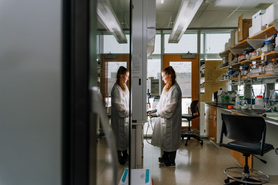 Engineering Wet Lab Student Researcher working in lab